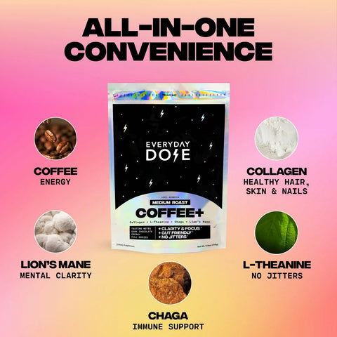 30 Servings of Coffee+ Medium Roast + FREE Starter Kit + FREE Creamer